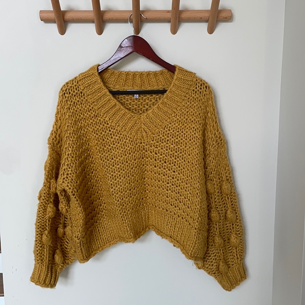 Chunky Knit Mustard Cropped Sweater